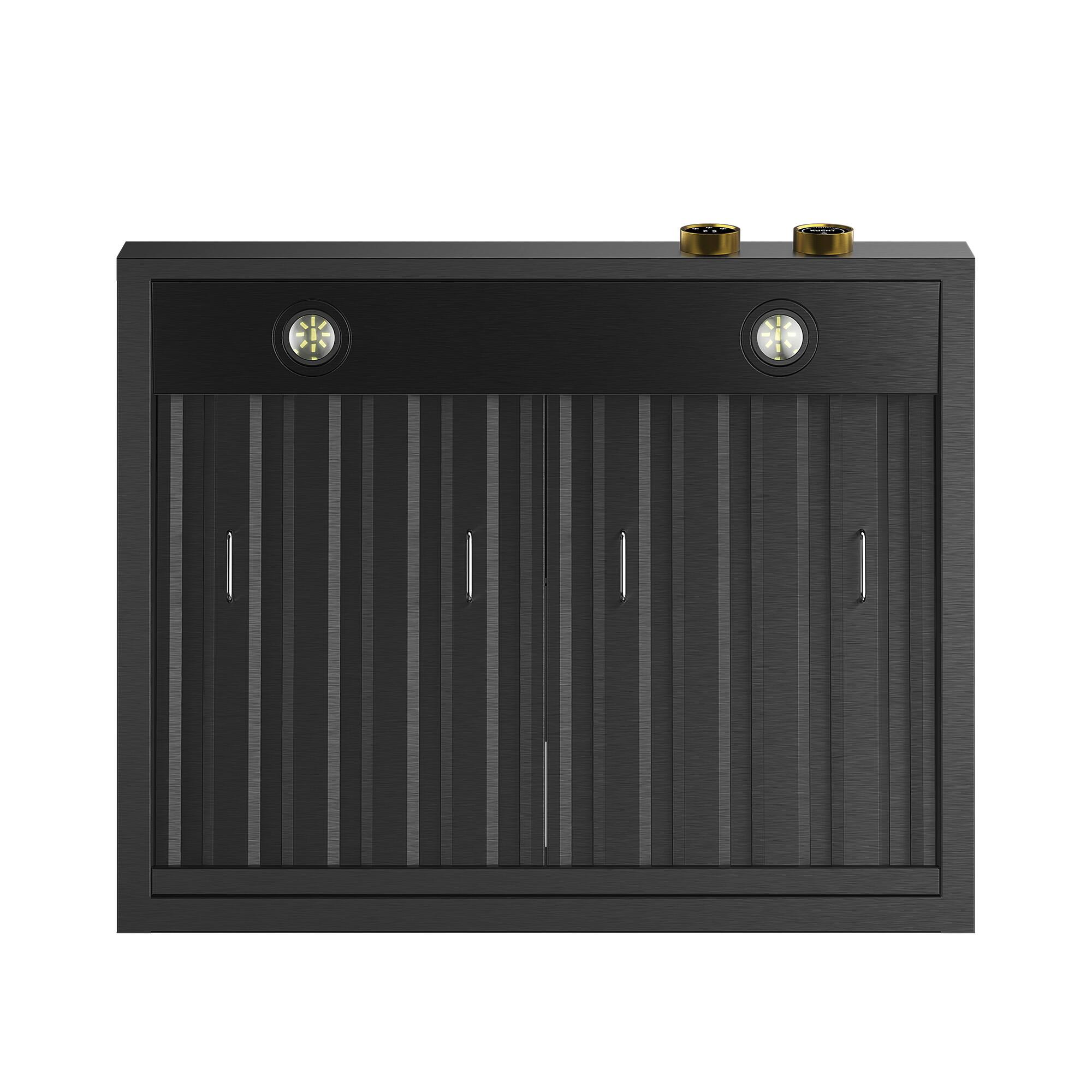 Alt View 9. Kucht - 30 in. 4.2 cu. ft. 4 Burners Dual Fuel Range for Propane Gas in Titanium Stainless Steel + Under Cabinet Range Hood - Gemstone with Gold accents.