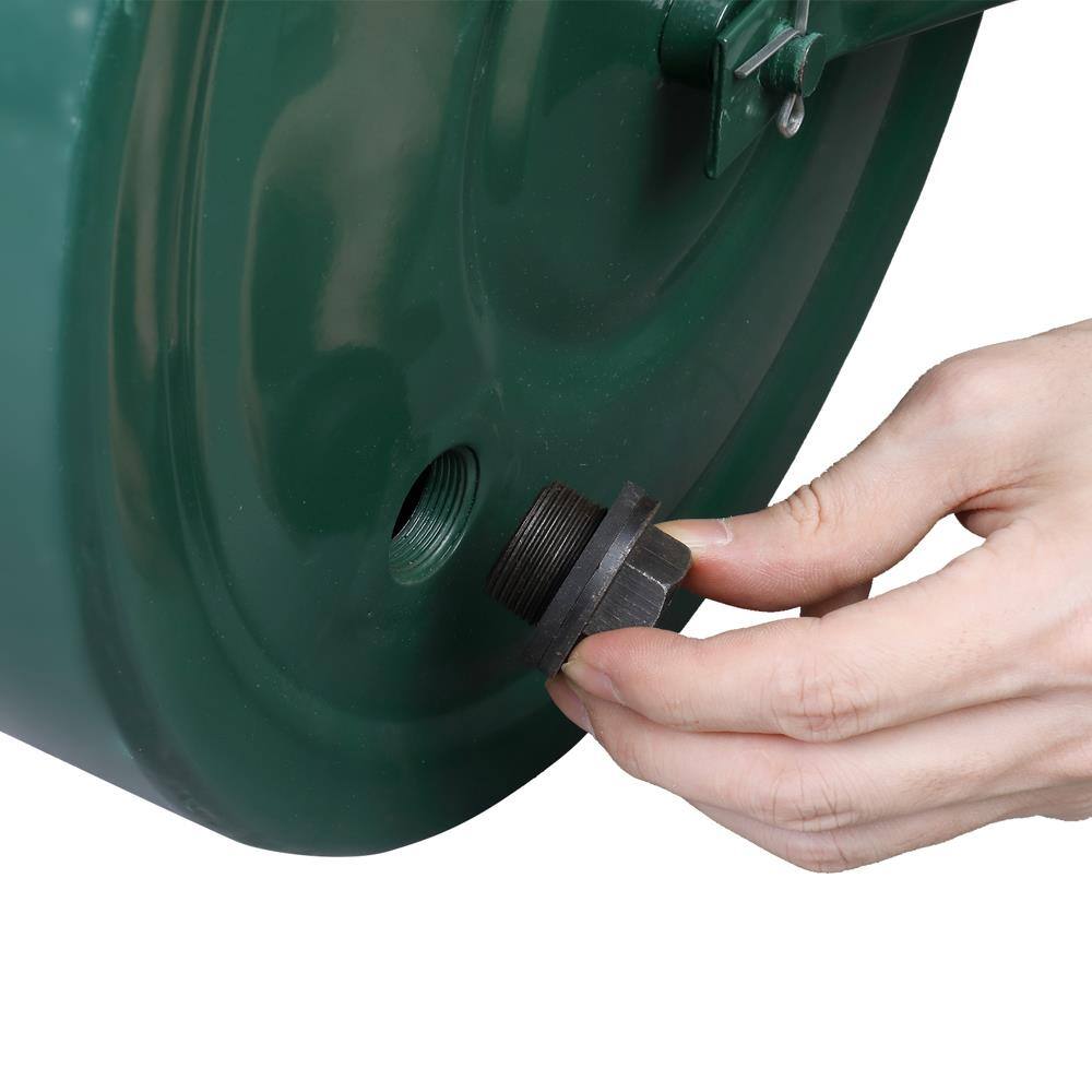 Left. Winado - Lawn Roller, 13 Gallons Water and Sand Filled Garden Drum Roller with U Shaped Handle Tow beind Sod Roller.