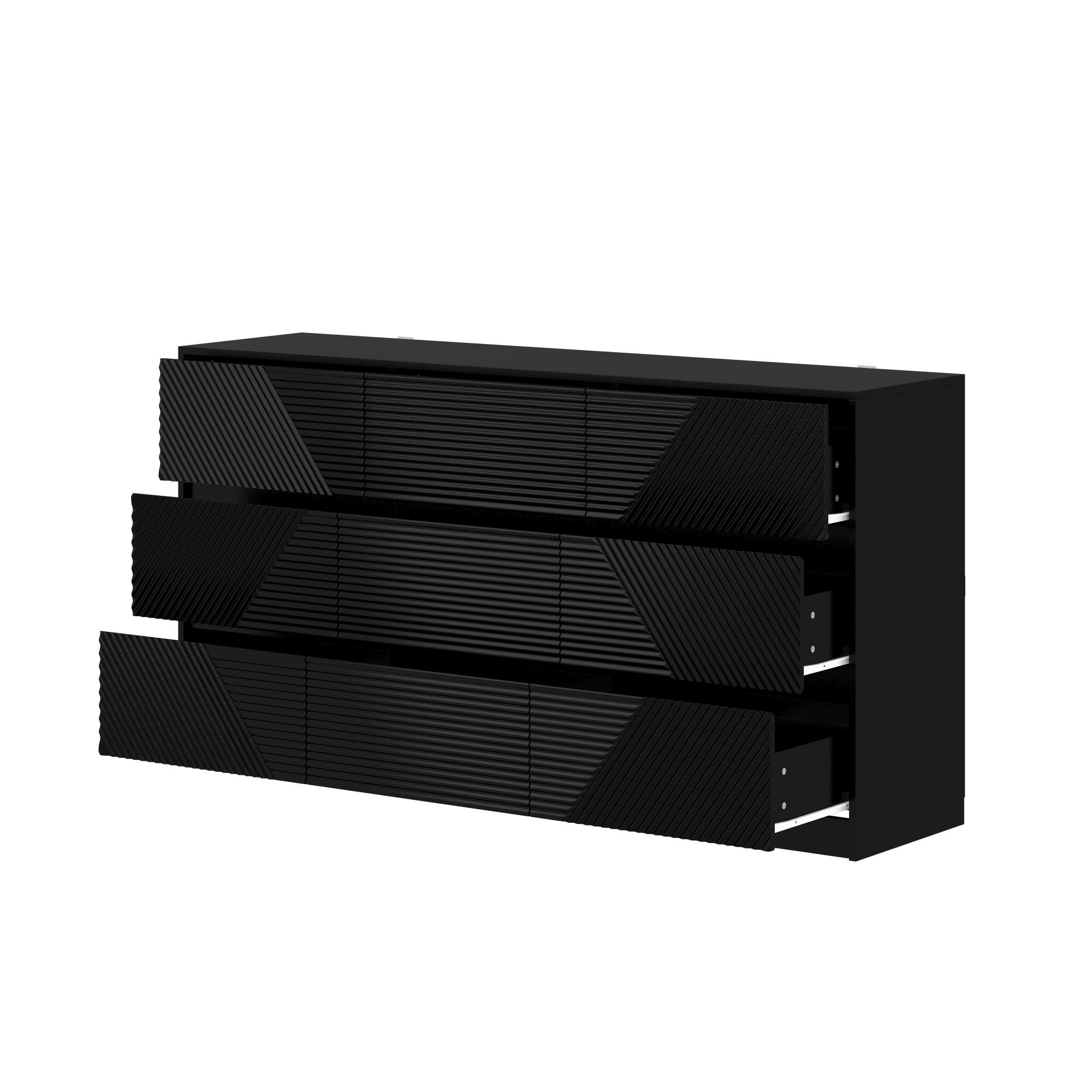 Angle. Famapy - Famapy Textured 9 Drawers Dresser: Geometric Design & Anti - Tip Safety - Black.