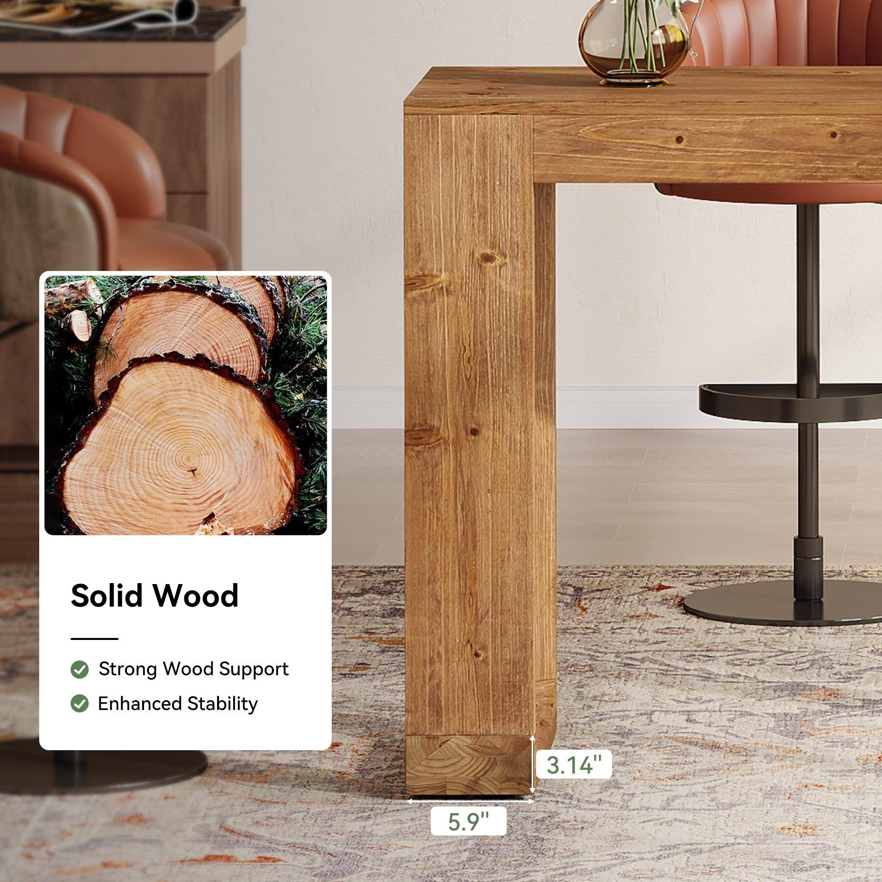 Solid Wood  
Strong Wood Support  
Enhanced Stability  
3.14"  
5.9"