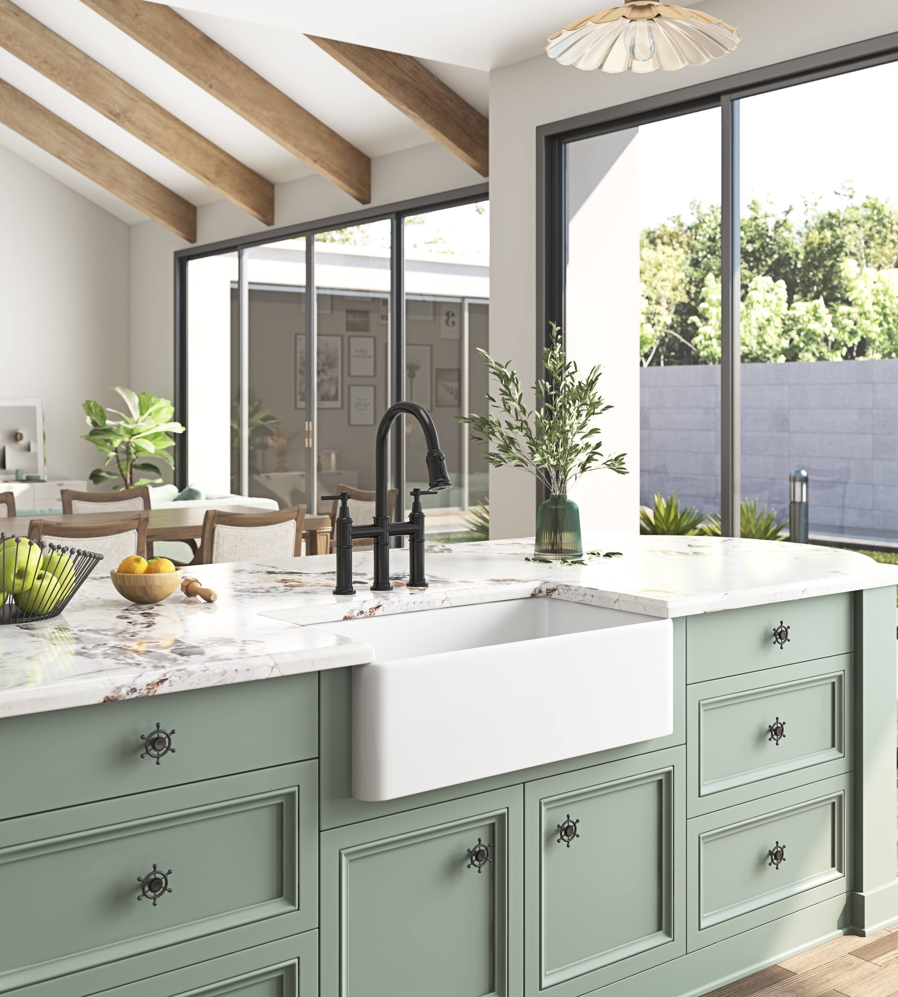 Angle. Siljoy - Inch White Farmhouse Sink Deep Apron Sink Undermount Farmhouse Kitchen Sink Single Farm Sink - White.