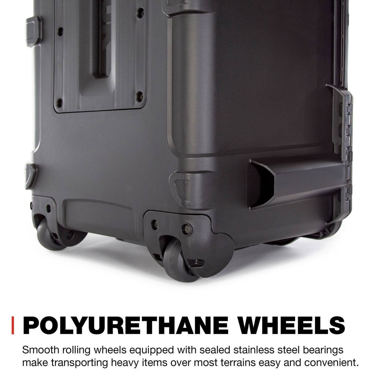 POLYURETHANE WHEELS

Smooth rolling wheels equipped with sealed stainless steel bearings make transporting heavy items over most terrains easy and convenient.