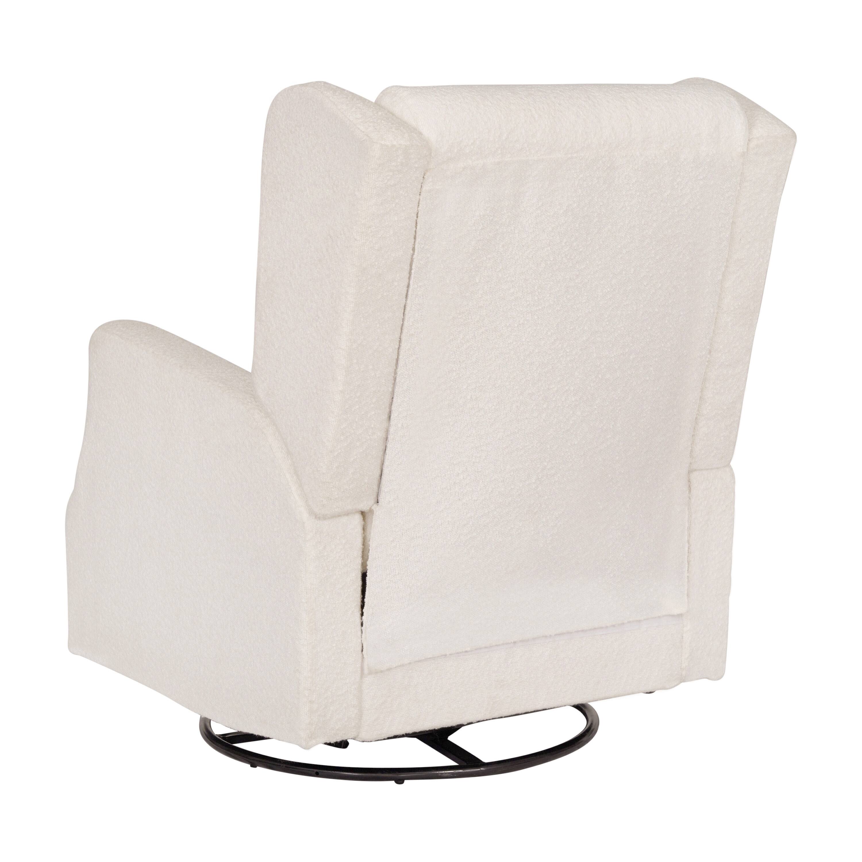 Alt View 4. Emma + Oliver - Wingback Manual Rocking Glider Recliner Chair with 360° Swivel - Off-White Boucle.