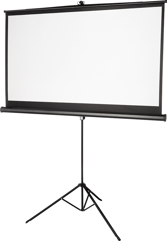 Left View: Elite Screens - Manual B Series 100" Pull-Down Projector Screen - White