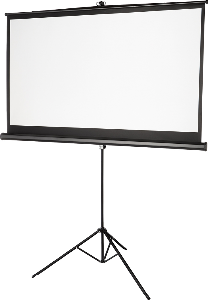 Left View: Insignia™ - 75" Tripod Projector Screen - Black/White