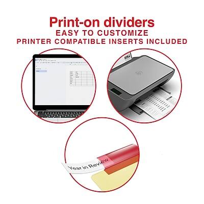 Print-on dividers EASY TO CUSTOMIZE PRINTER COMPATIBLE INSERTS INCLUDED ...