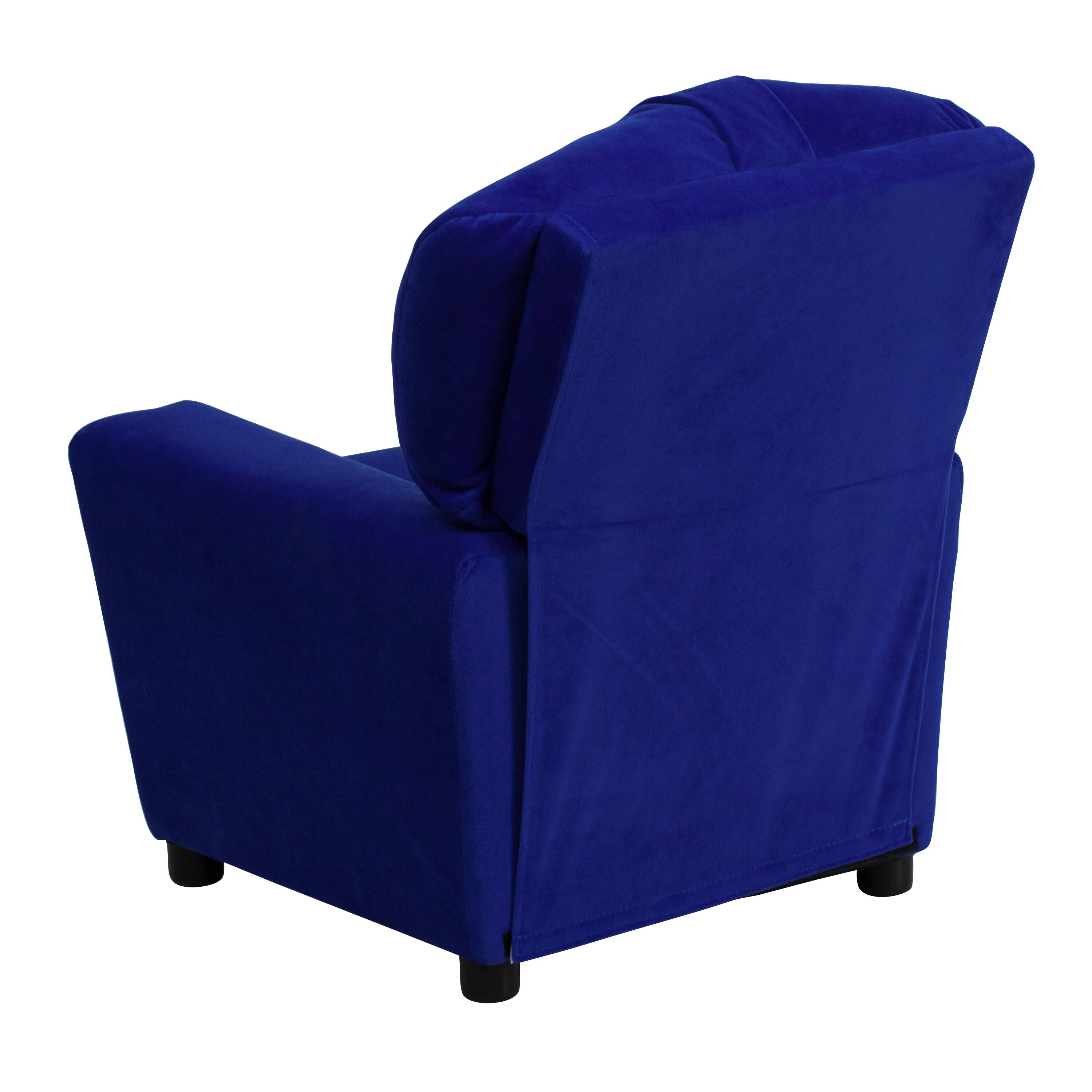 Alt View 4. Emma + Oliver - Contemporary Kids Recliner with Cup Holder - Blue Microfiber.