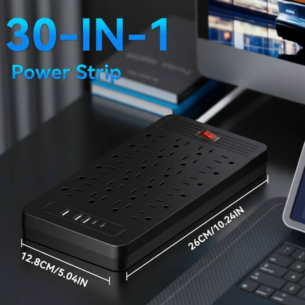 30-IN-1 Power Strip  
12.8CM/5.04IN x 26CM/10.24IN