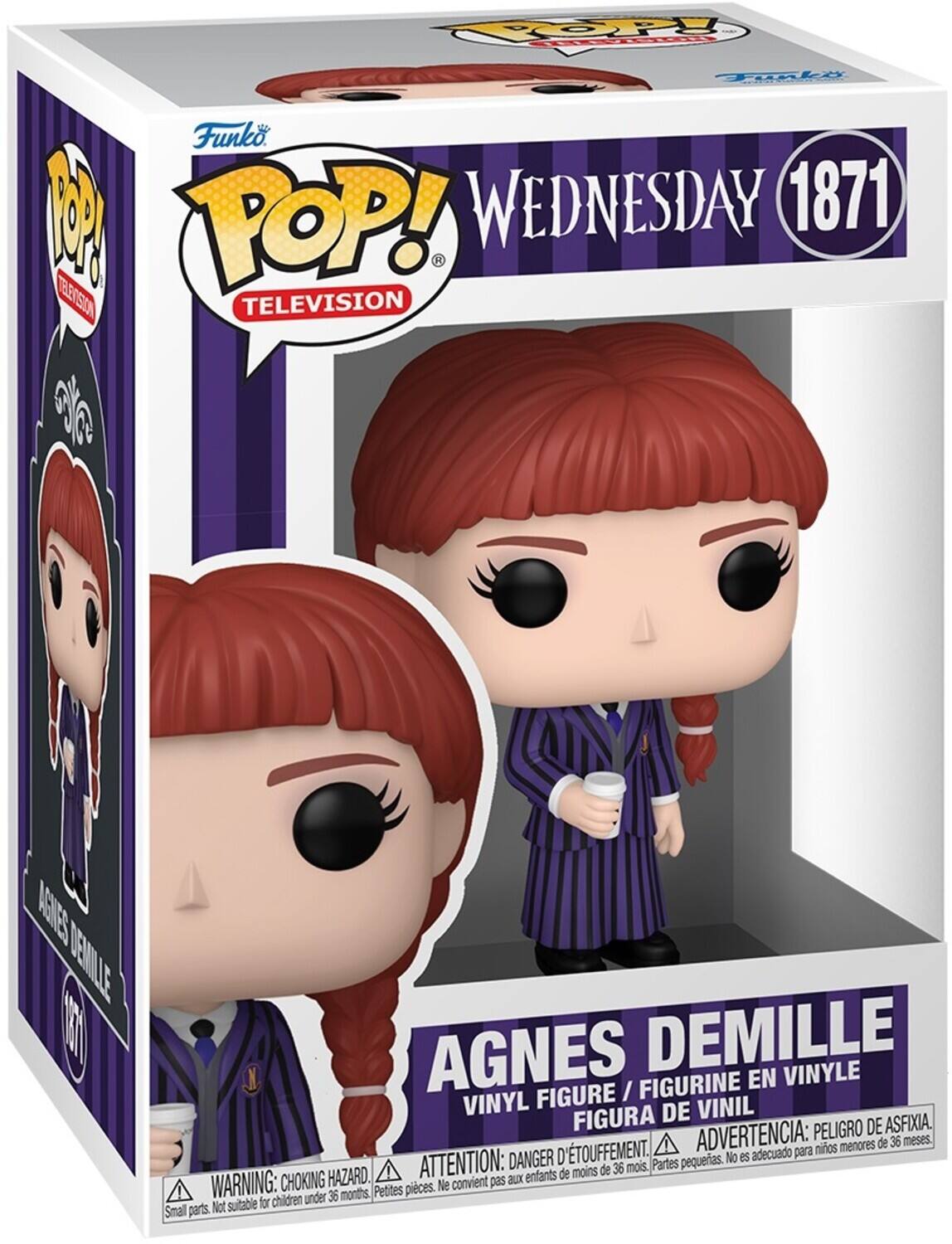 OP 3Y FOOUT Tuake Funko POP! WEDNESDAY 1871 TELEVISION AGNES DEMILLE FIGURINE EN VINYLE FIGURE / VINYL DE VINIL FIGURA DE VINIL PELIGRO DE ASFIXIA. D'TOUFFEMENT. ADVERTENCIA: para niños menores de 36 meses. DANGER pequeñas. No es adecuado HAZARD. ATTENTION: aux enfants de moins de 36 mois. Partes WARNING: CHOKING Petites pices. Ne convient pas children under 36 months Not suitable for Small parts.