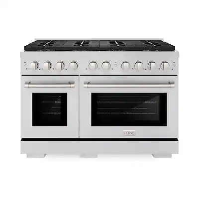 Front. ZLINE - 48 in. Wide 8 Burner Paramount Dual Fuel Freestanding Range with DuoPro Cooktop & Dual Ovens - Stainless Steel.
