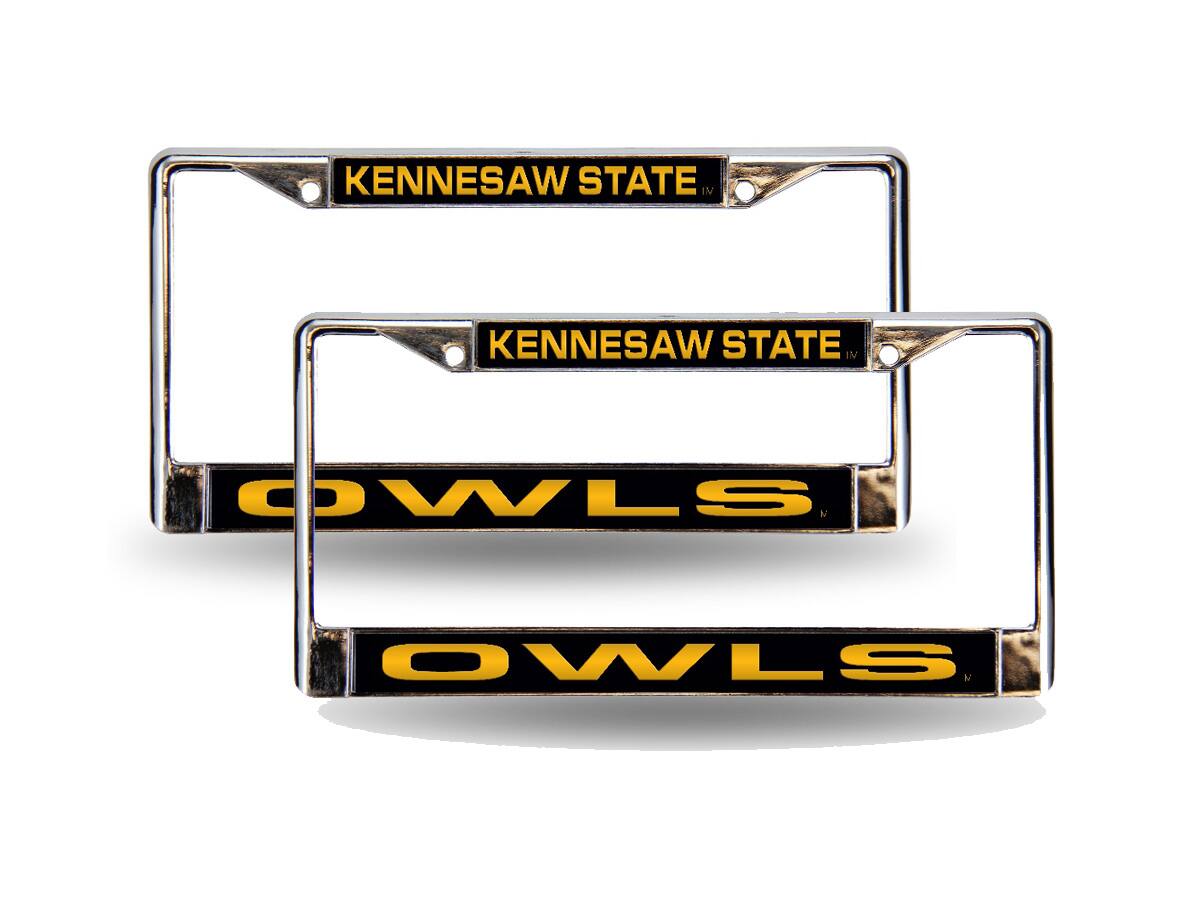 Kennesaw State Owls Chrome Metal Laser Cut License Plate Frame - Set of Two Frames