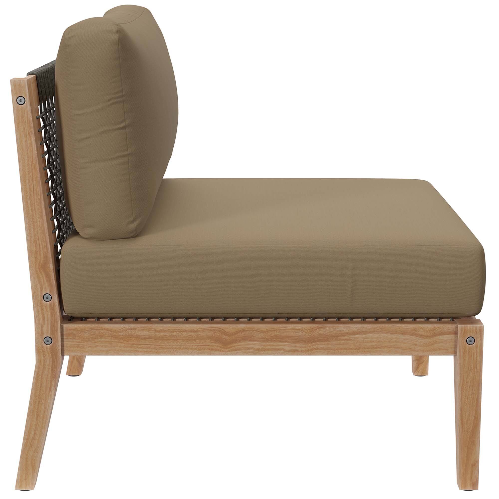 Alt View 6. Modway - Clearwater 4-Piece Outdoor Patio Teak Wood Sectional Sofa - Gray Light Brown.
