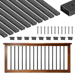 VEVOR - 61 Pack Deck Balusters, 32.28 in Galvanized Steel Railing Spindles, Hollow Rectangle Metal Decking Stair Balusters - Black