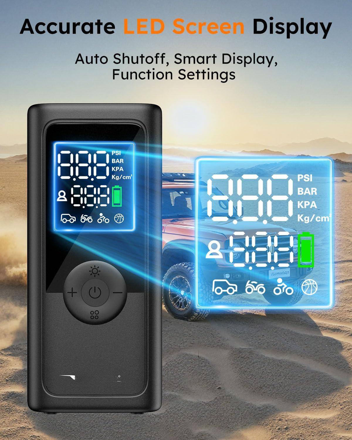 Accurate LED Screen Display  
Auto Shutoff, Smart Display, Function Settings  

PSI BAR KPA Kg/cm²  
8.88 8.88 8.88 8.88  

PSI BAR KPA Kg/cm²  
8.88 8.88 8.88 8.88