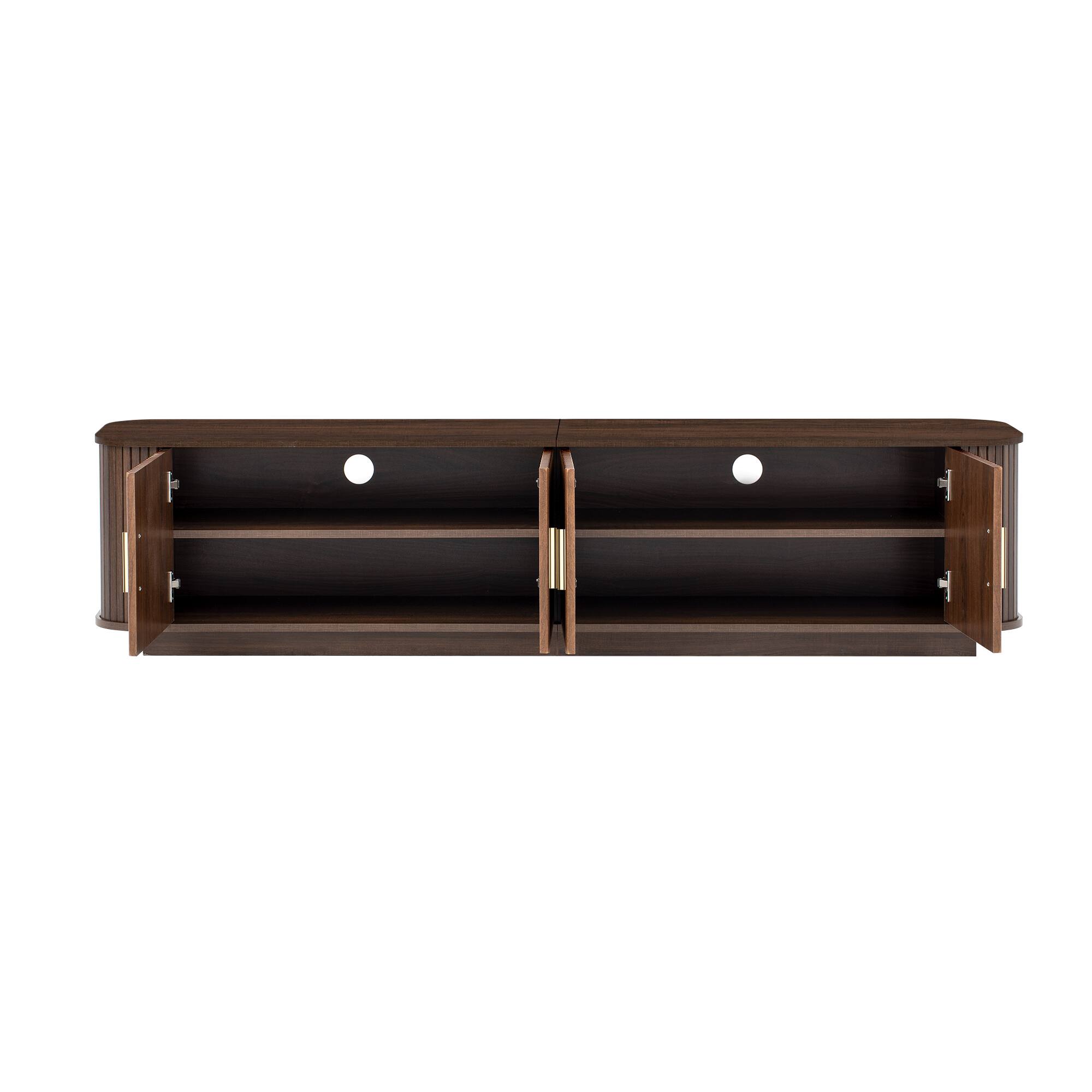 Back. Whisen - 70-Inch Modern TV Stand for TVs up to 80-Inch,Media Entertainment Console with Cured Corners and Ample Storage - Dark Brown.