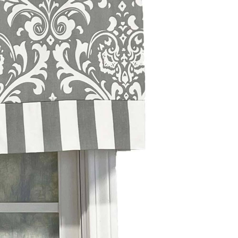 Left. RLF Home - RLF Home 70% Polyester 30% Cotton Ozbourne Style Banded 3" Rod Pocket Valance 50" x 16" Gray - Gray.