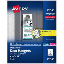 Avery - Door Hangers, 4 1/4" x 11", Matte 80/Box (16150) - White