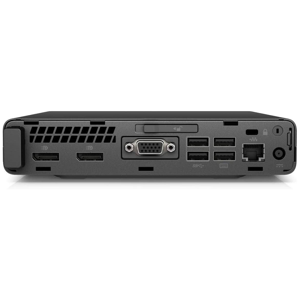 Back. HP - HP ProDesk 600G4 Mini Desktop PC, Intel Core i5-8500T, 16GB DDR4 RAM, 512GB NVMe SSD, Built in Wi-Fi 6E & BT, Win11 Pro - Black.