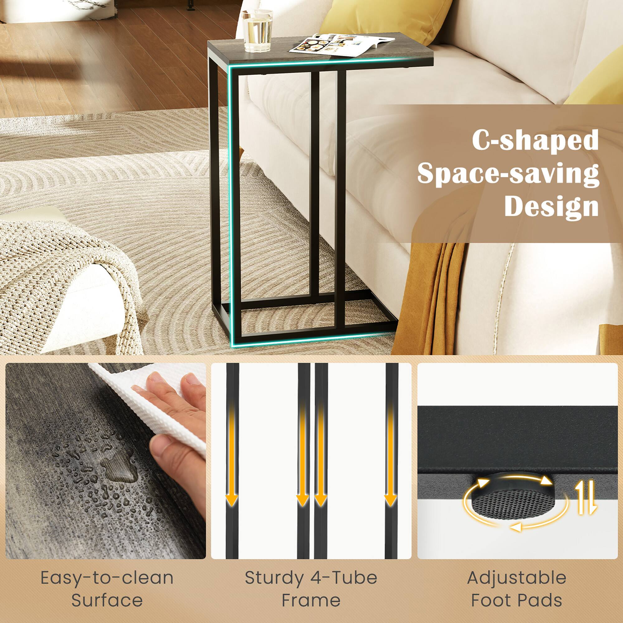 C-shaped Space-saving Design

Easy-to-clean Surface

Sturdy 4-Tube Frame

Adjustable Foot Pads