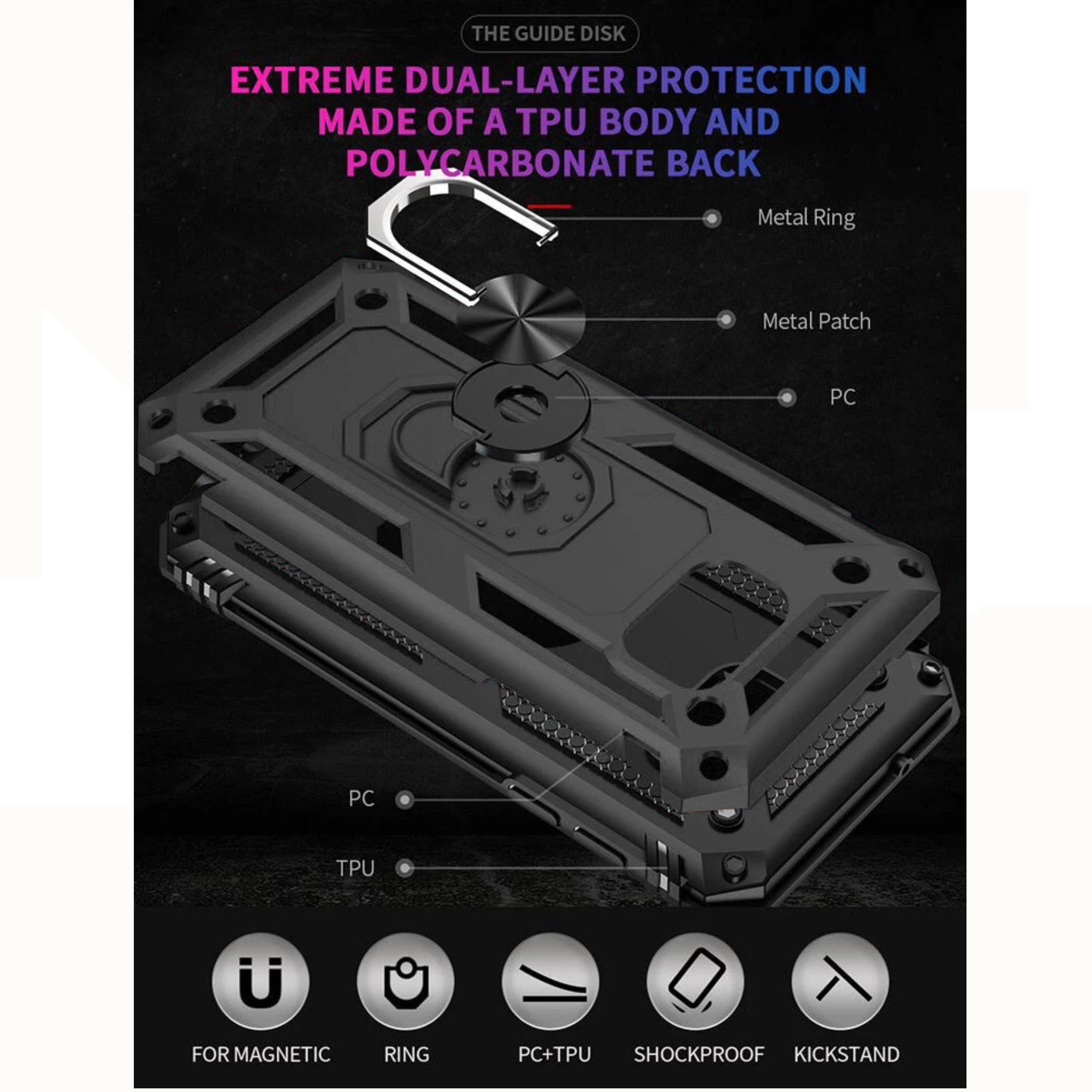THE GUIDE DISK EXTREME DUAL-LAYER PROTECTION MADE OF A TPU BODY AND POLYCARBONATE BACK

Metal Ring
Metal Patch
PC
PC
TPU

FOR MAGNETIC RING
PC+TPU
SHOCKPROOF
KICKSTAND