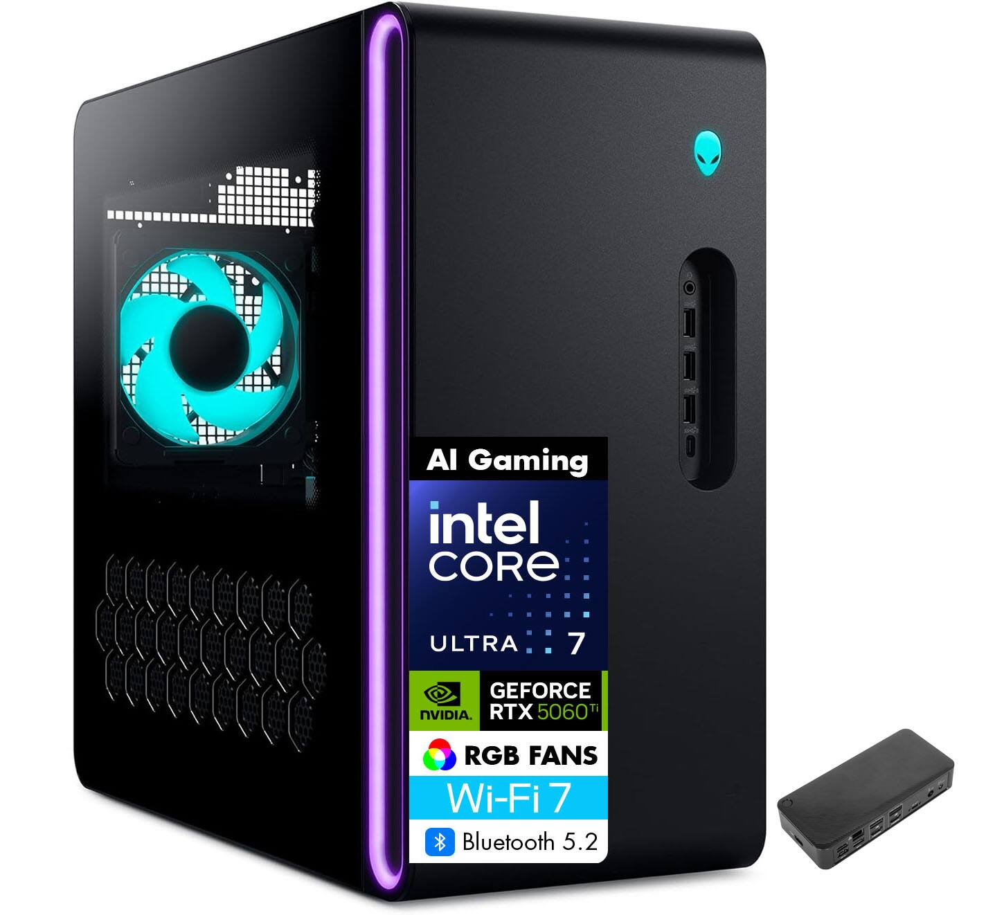 AI Gaming  
Intel Core Ultra 7  
NVIDIA GeForce RTX 5060 Ti  
RGB Fans  
Wi-Fi 7  
Bluetooth 5.2