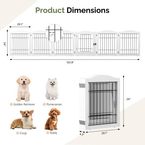 Product Dimensions: 20.1" x 122.8" x 24"  
Golden Retriever, Pomeranian, Corgi, Teddy  
Height: 4.3"