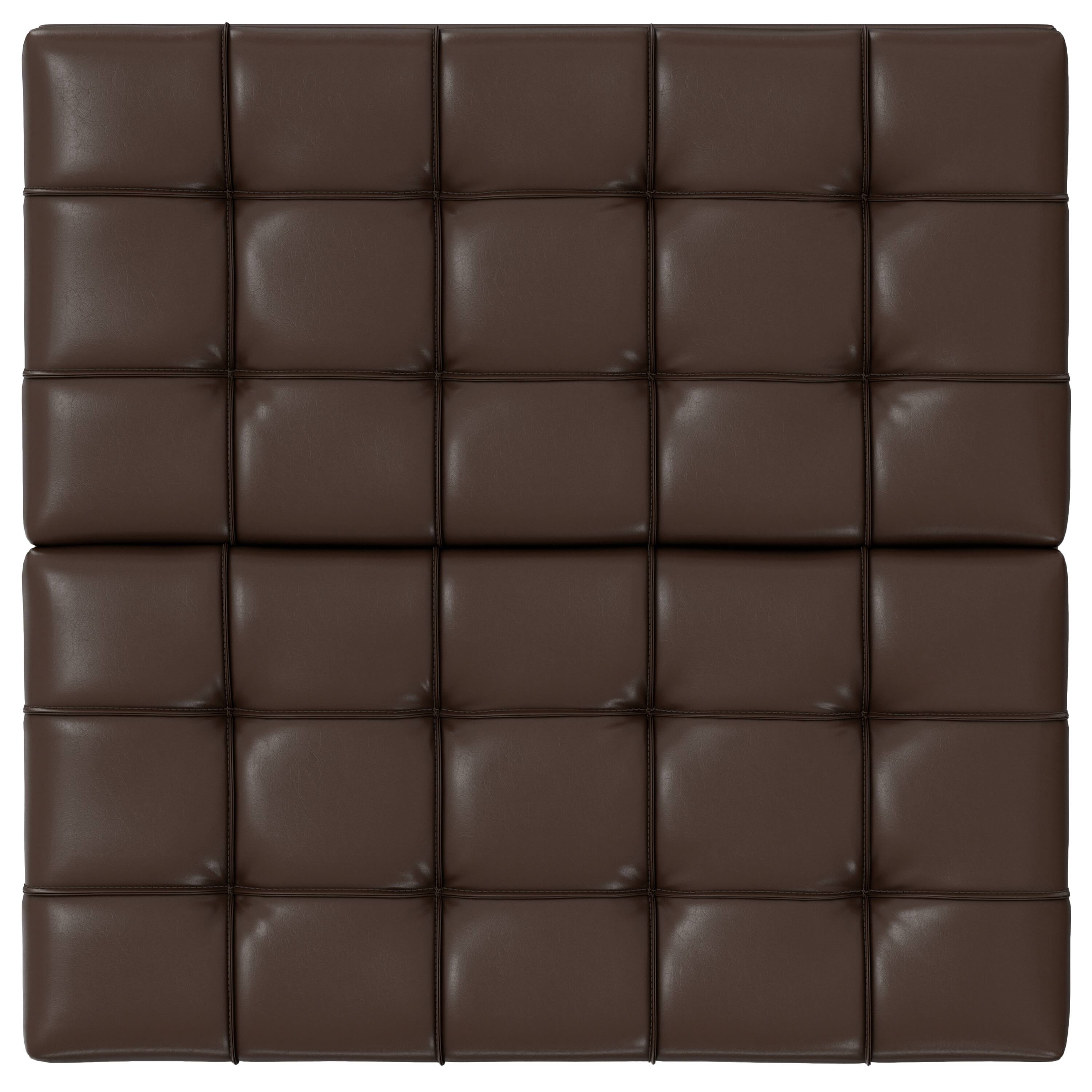 Alt View 1. Simpli Home - Harrison 30 inch Transitional Square Small Coffee Table Storage Ottoman in Chocolate Brown Vegan Faux Leather, Assembled - Chocolate Brown.