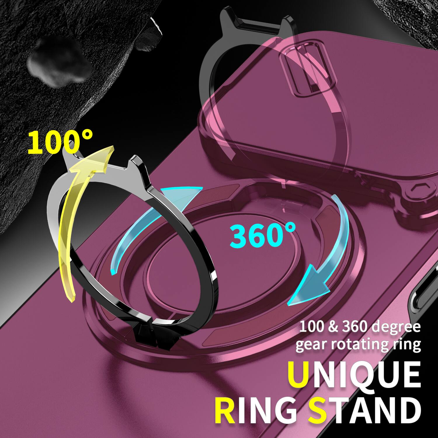 100 & 360 degree gear rotating ring  
UNIQUE RING STAND