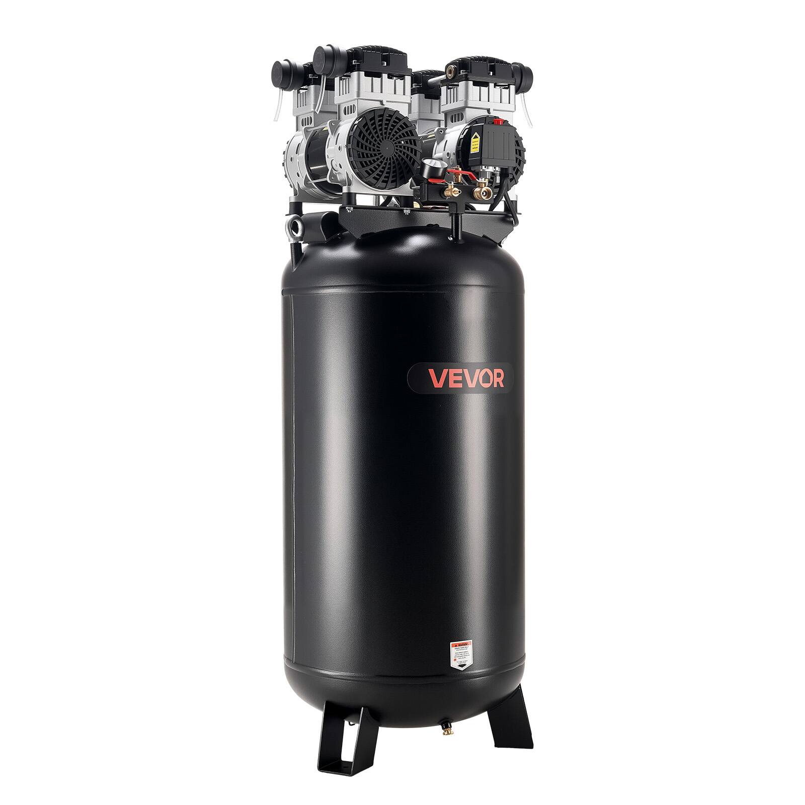 Front. VEVOR - 60 Gallons Heavy-Duty Air Compressor, 4HP 10SCFM at 90PSI Air Compressors with Max 125PSI Pressure, Oil-Free Compressor - Black;Orange.