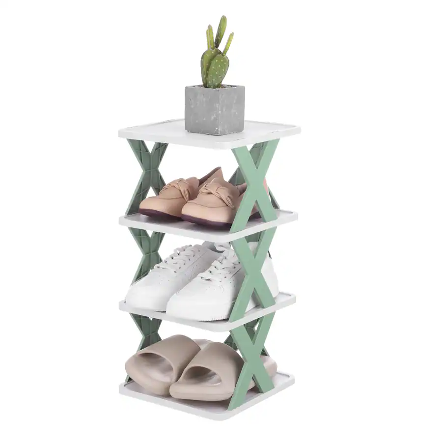 Stackable Platic Shoe Rack Unique Bargains 4 Tier Plastic Shoe Rack, Vertical Stackable Folding ...