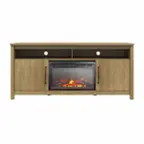 Front. Ameriwood Home - Augusta Electric Fireplace and TV Console for TVs up to 65” - Natural.