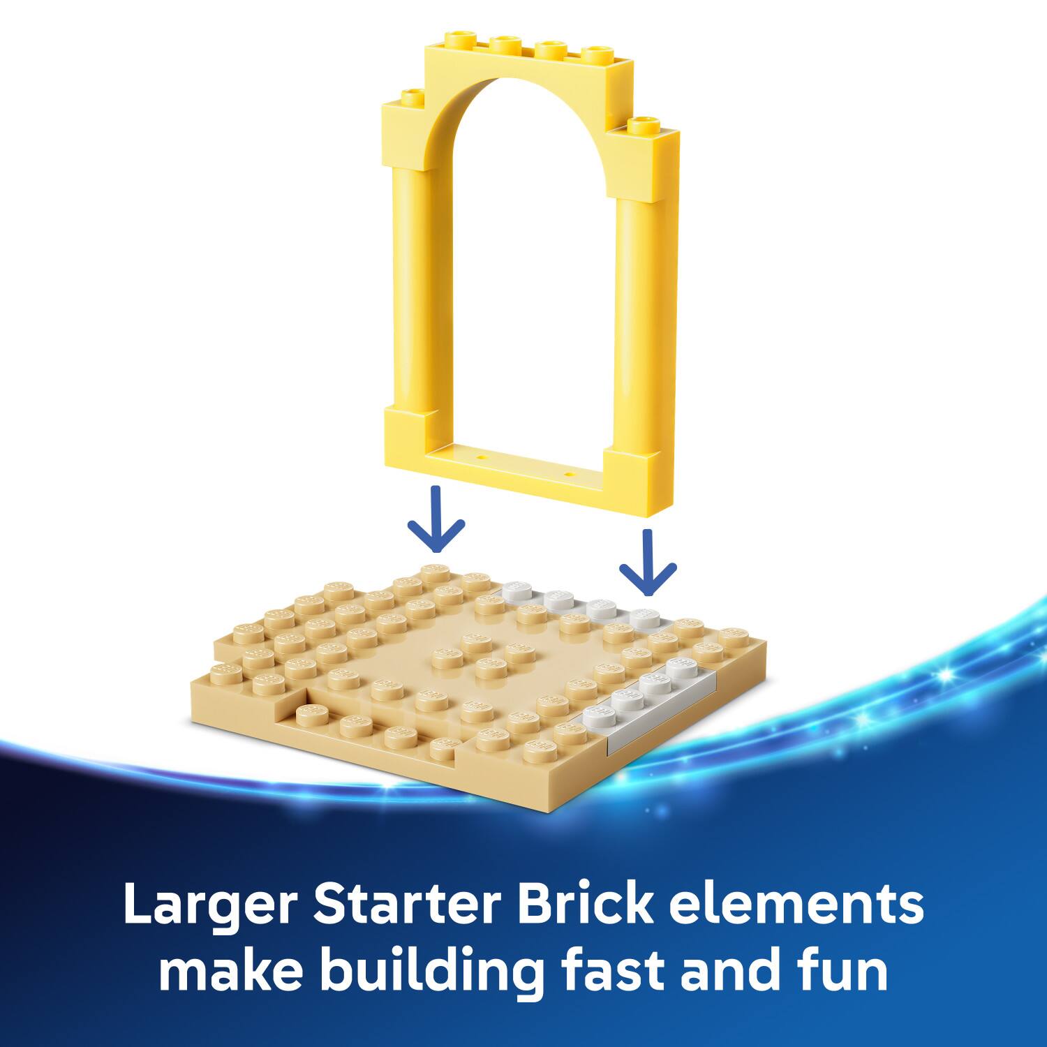Larger Starter Brick elements make building fast and fun