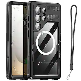 Dteck - For Samsung Galaxy S26 Ultra Rugged Waterproof Case,Shockproof Mag Safe Built-in Screen Protector Full Body Cover - Black