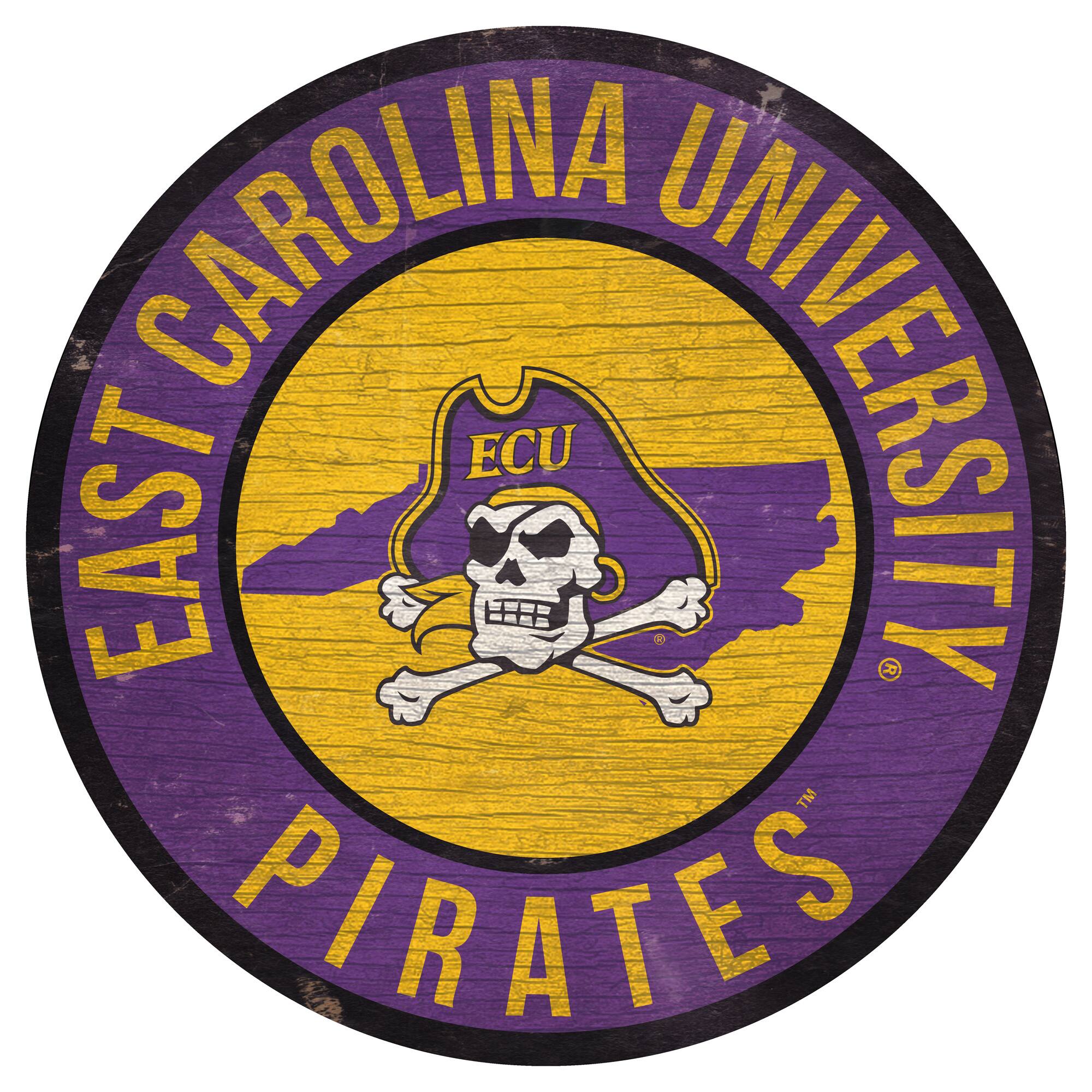 ECU Pirates 12'' x 12'' State Circle Sign