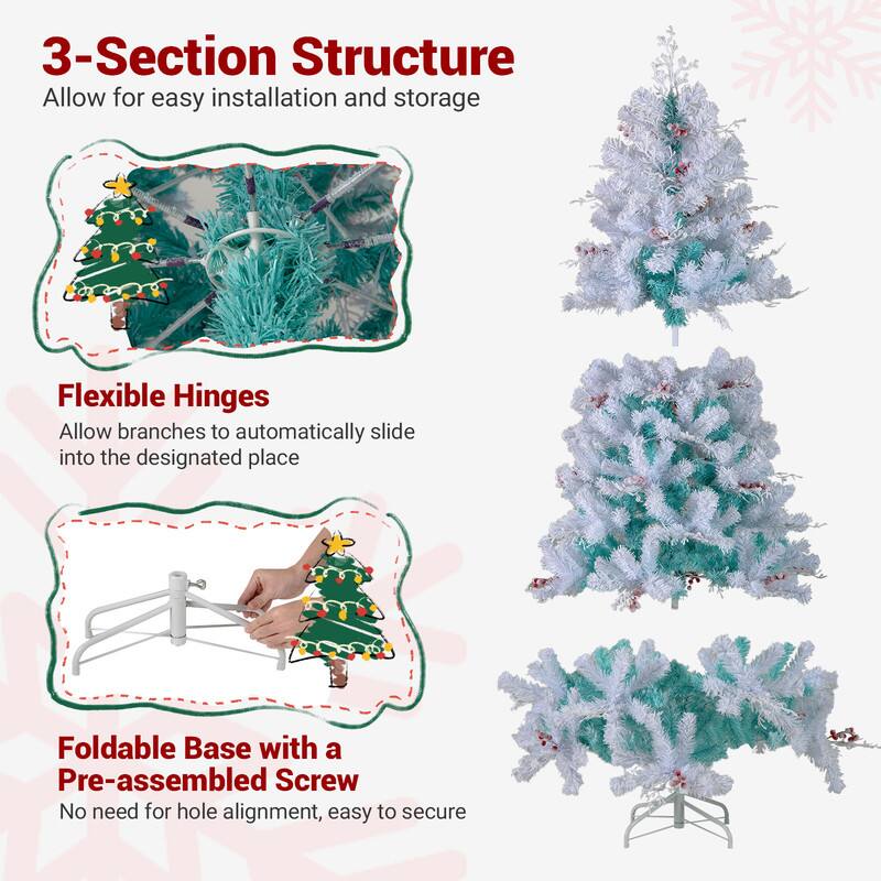 3-Section Structure  
Allow for easy installation and storage

Flexible Hinges  
Allow branches to automatically slide into the designated place

Foldable Base with a Pre-assembled Screw  
No need for hole alignment, easy to secure