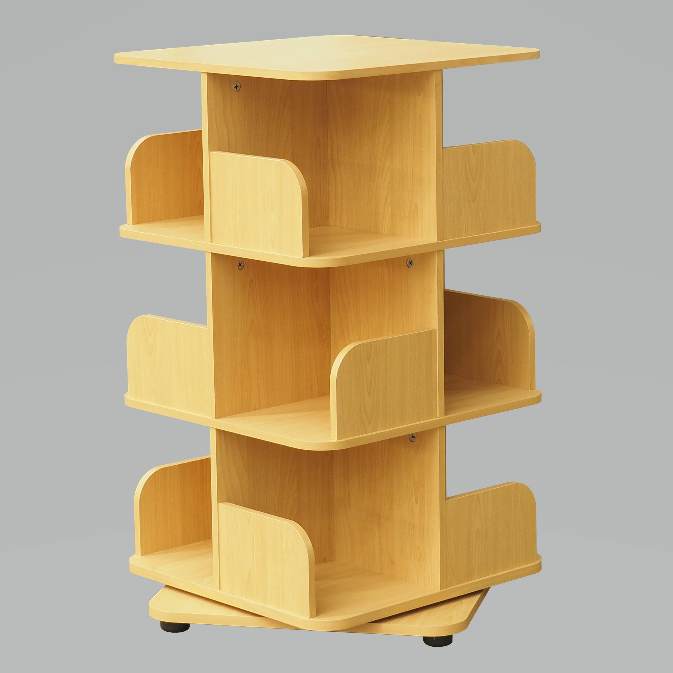 Angle. Kings Brand Furniture - Kings Brand Furniture 3-Tier Revolving Bookcase Bookshelf, Media Storage Cabinet, Natural - Natural.