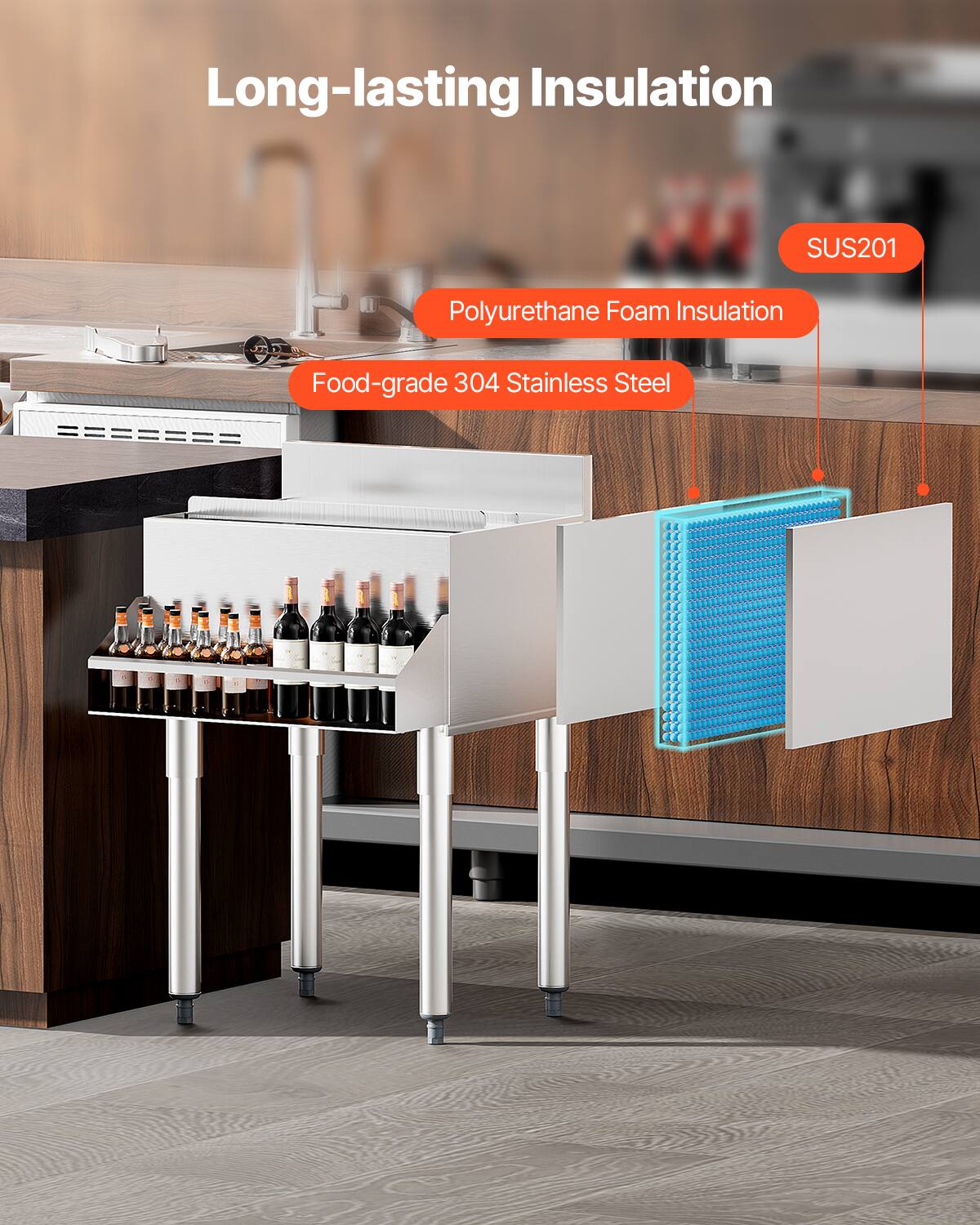 Long-lasting Insulation  
Polyurethane Foam Insulation  
Food-grade 304 Stainless Steel  
SUS201