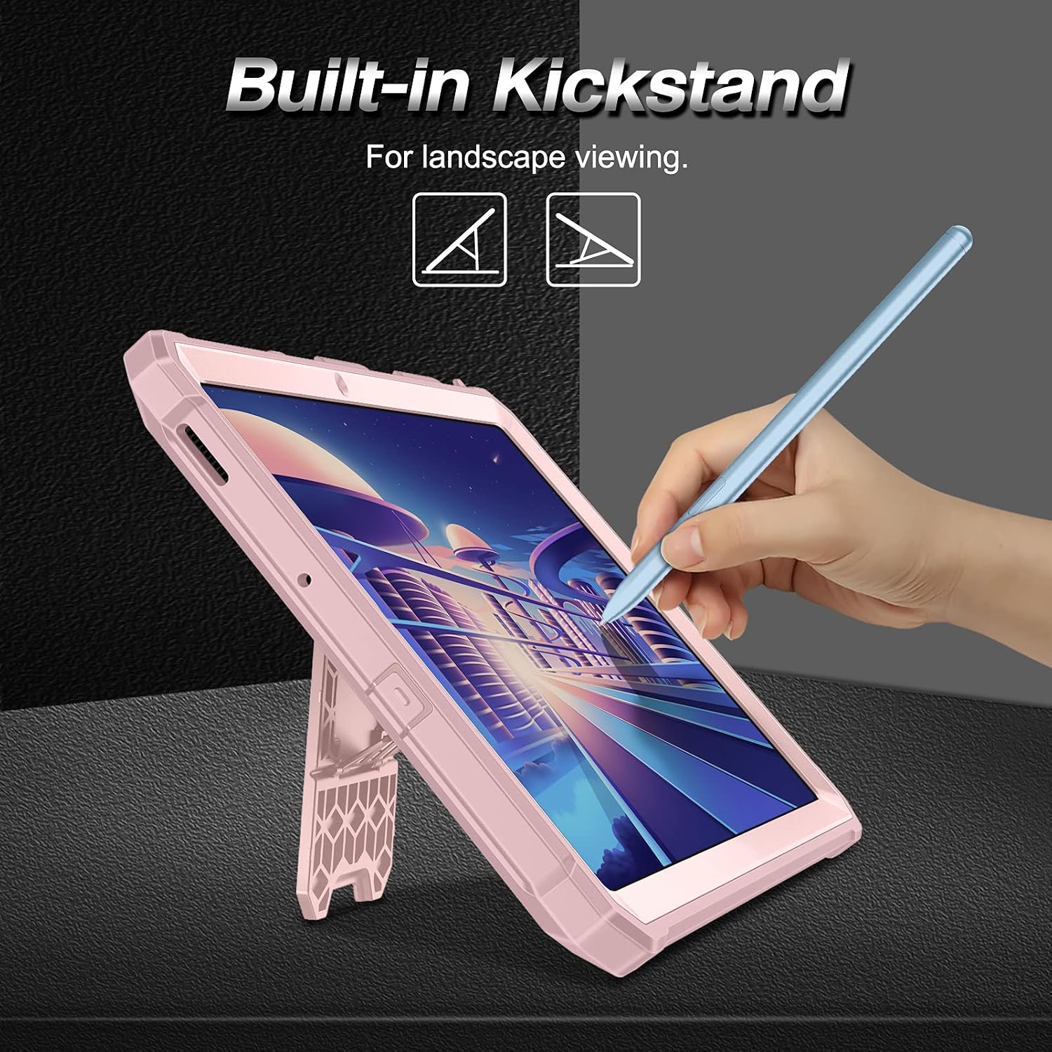 Built-in Kickstand  
For landscape viewing.
