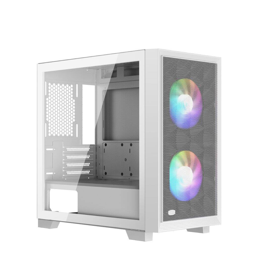 Left. PCCOOLER - C3D310 WH ARGB PC Case with 2 ARGB Fans Desktop Computer Case Gaming Case for M-ATX / ITX, 350MM Graphics Cards Support - White.