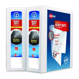 Avery - Heavy Duty Non Stick View Binder With Durahinge And Slant Rings 3 Rings 3" Capacity 11 X 8.5 White 2/pack