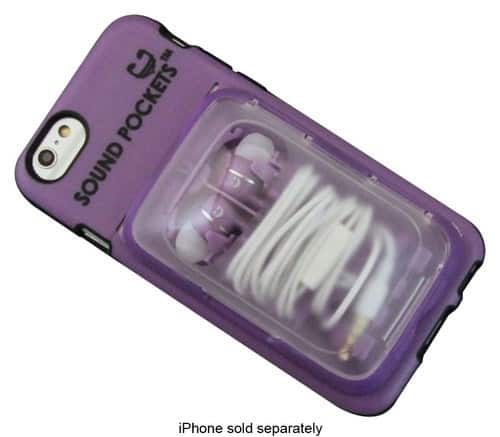 Front. Sound Pockets - Encore Earbud Headphones Storage Case for Apple® iPhone® 6 - Purple.