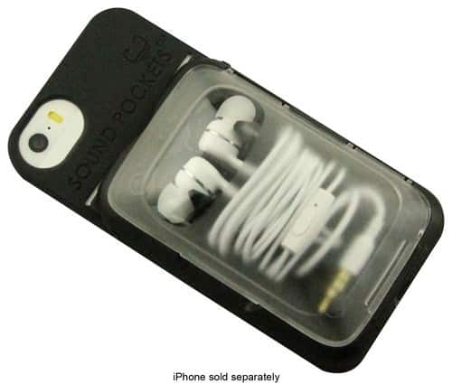  Sound Pockets - Opening Act Earbud Headphones Storage Case for Apple iPhone 5 and 5s - Black