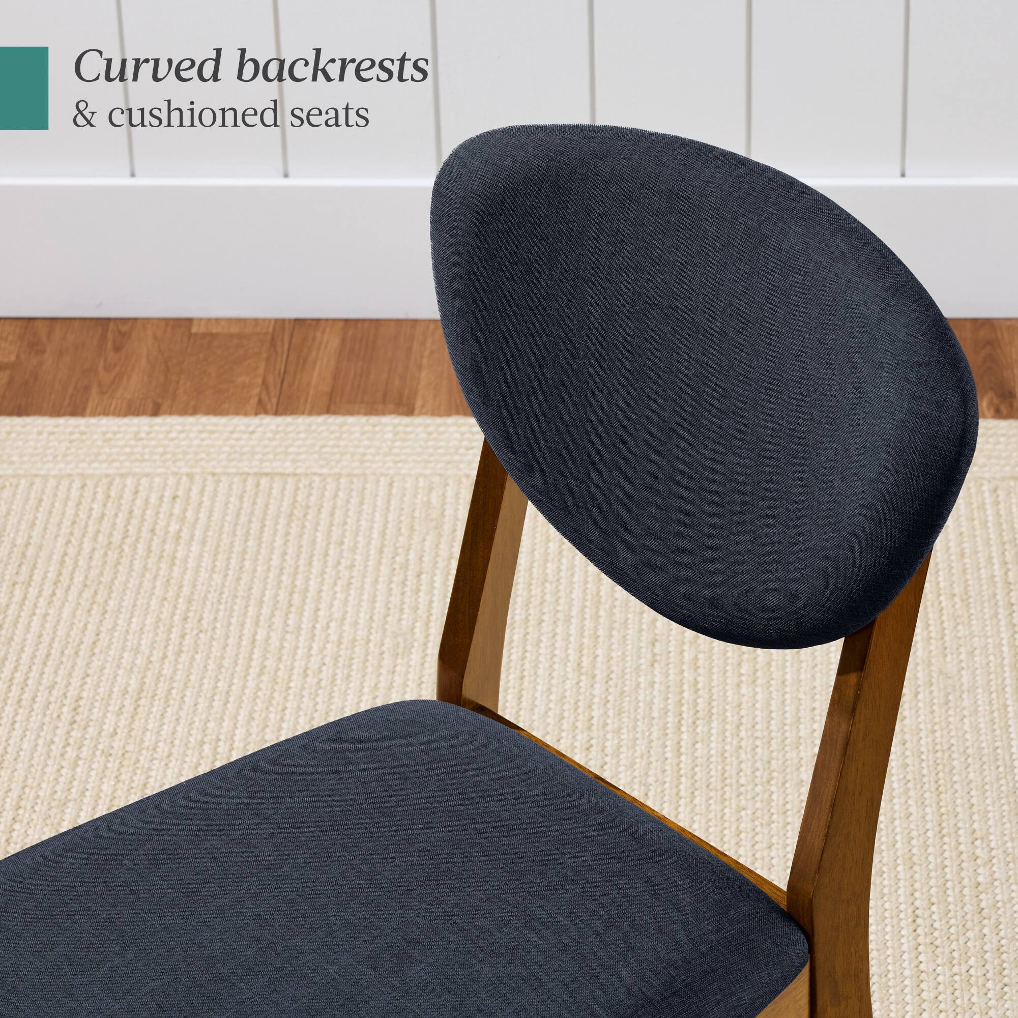 Curved backrests & cushioned seats