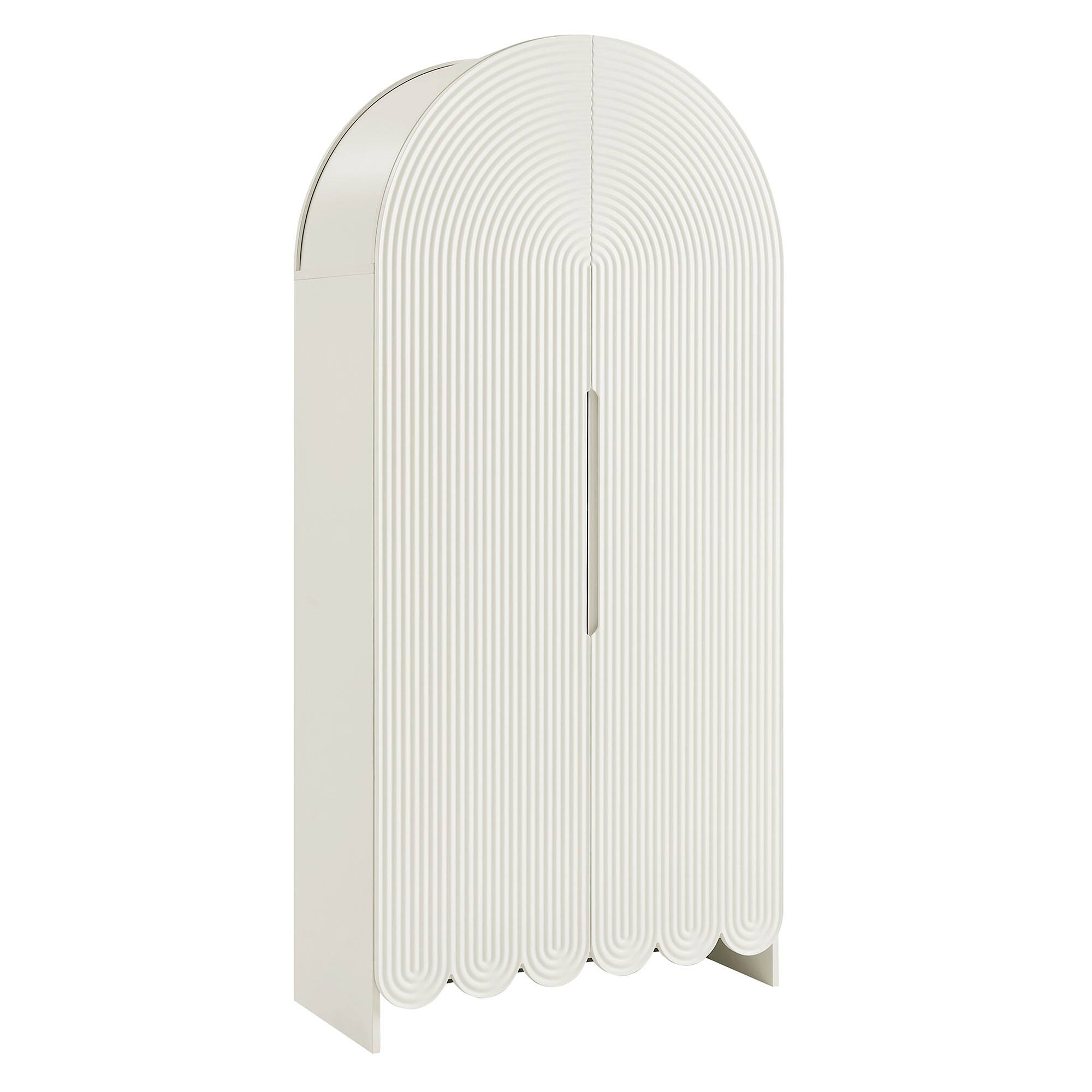 Angle. Modway - Dahlia 78 Inch Fluted and Scalloped Arched Storage Cabinet by Modway - White.