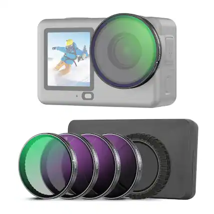 Front. Neewer - DJI Osmo Action 6 Snap-On ND/CPL 4PK - Black.