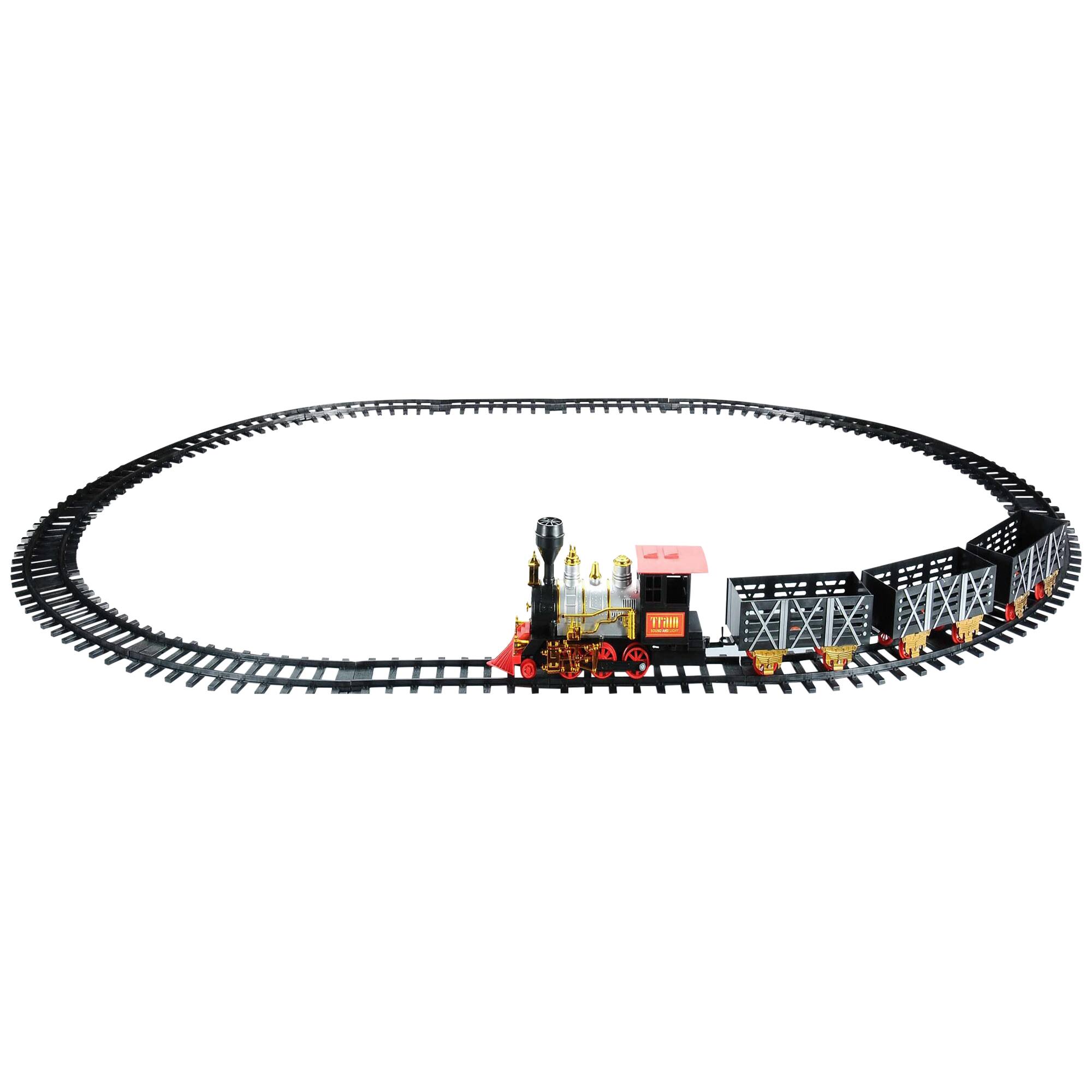 Alt View 1. Northlight - Animated Smoky Christmas Train Set with Sound and Light - Black and Red - 20 -Piece - Black.