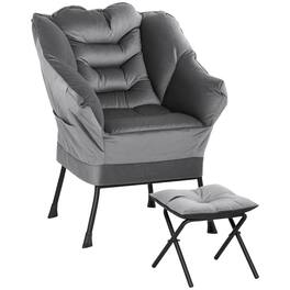 Homcom - Modern Recliner Chair with Ottoman - Fabric Lounge Armchair, Leisure Sofa & Footstool Set for Living Room - Gray