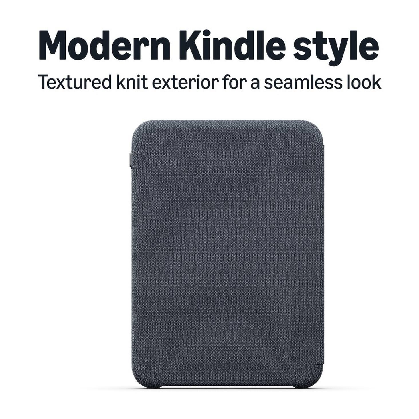 Modern Kindle style  
Textured knit exterior for a seamless look