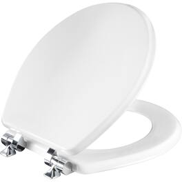 BEMIS - Mayfair Benton Round Enameled Wood Toilet Seat Seat Fastening System and WhisperClose Chrome Hinge - White