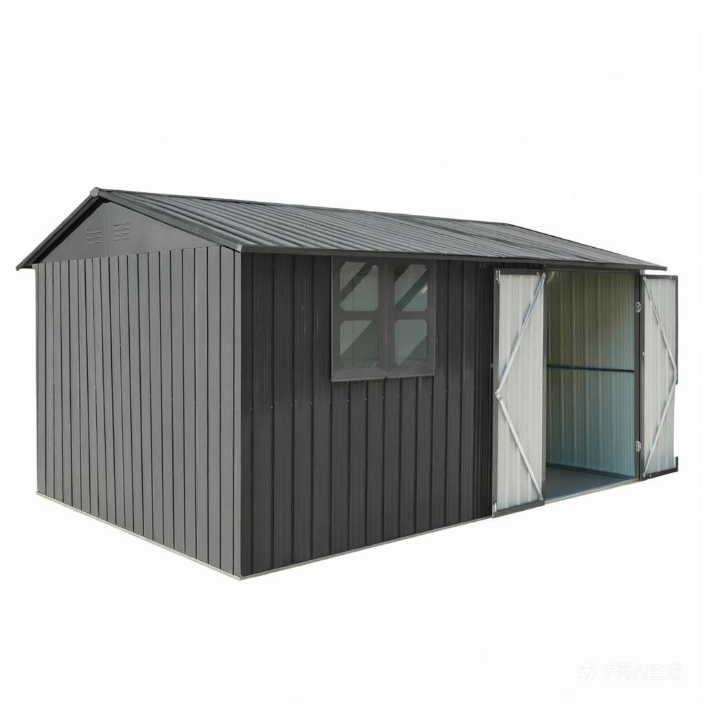 Alt View 10. Loheer - Loheer 12x10 Metal Shed Outdoor Storage Grey Garden Shed Window.
